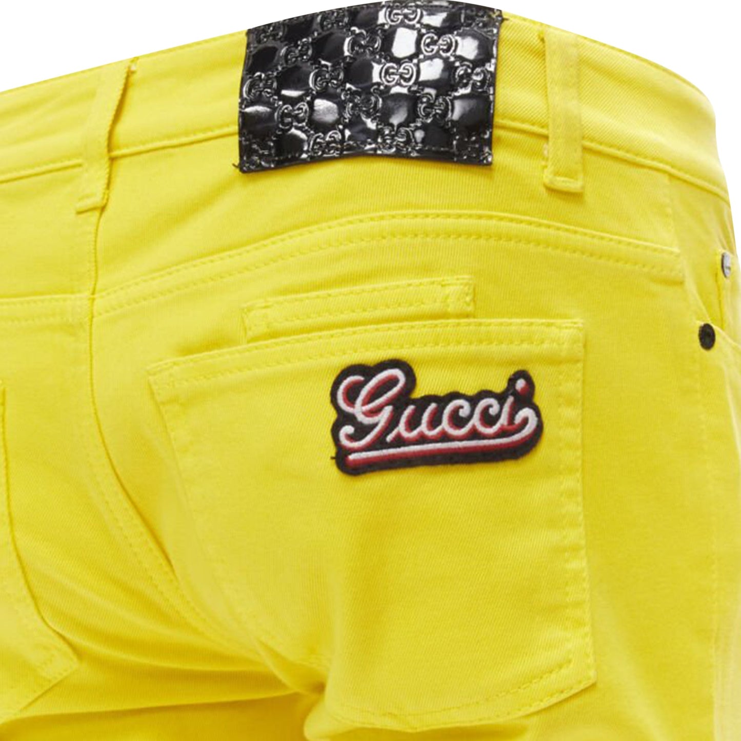 Gucci GG logo embroidery patent tag knee length jeans