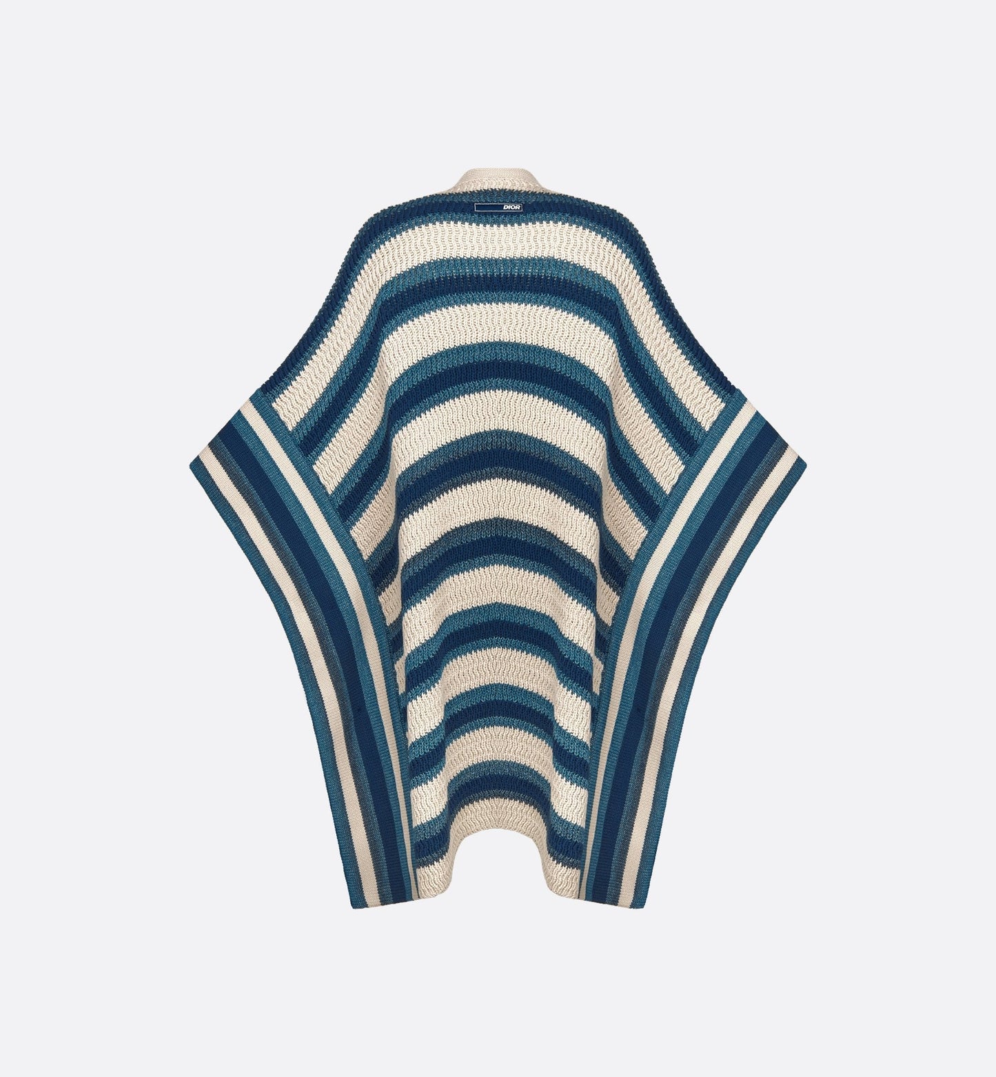 Luxury Dior And Parley Poncho Blue And Beige Striped Parley Ocean Plastic® Cotton-Blend Knit