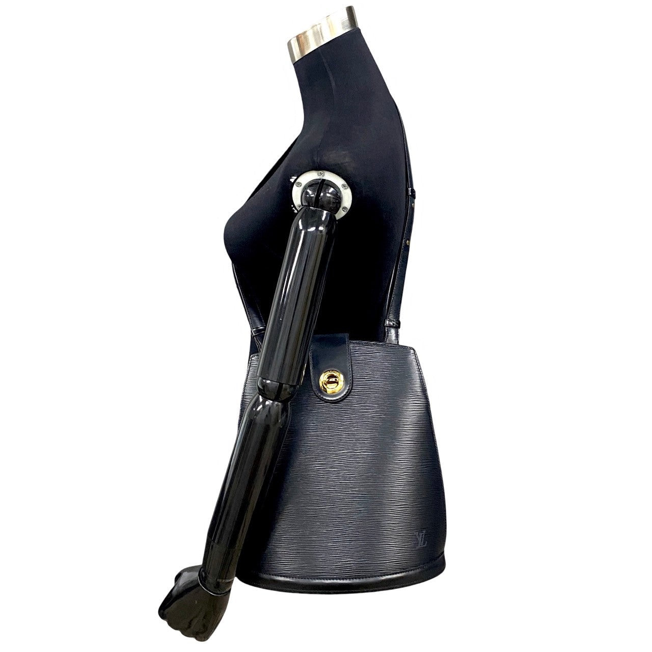 LOUIS VUITTON Shoulder Bag leather black Epi Cluny