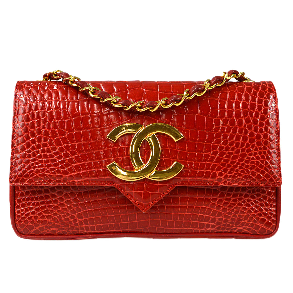 Luxury Chanel * 1986-1988 Big CC Pointed Flap Mini Crocodile