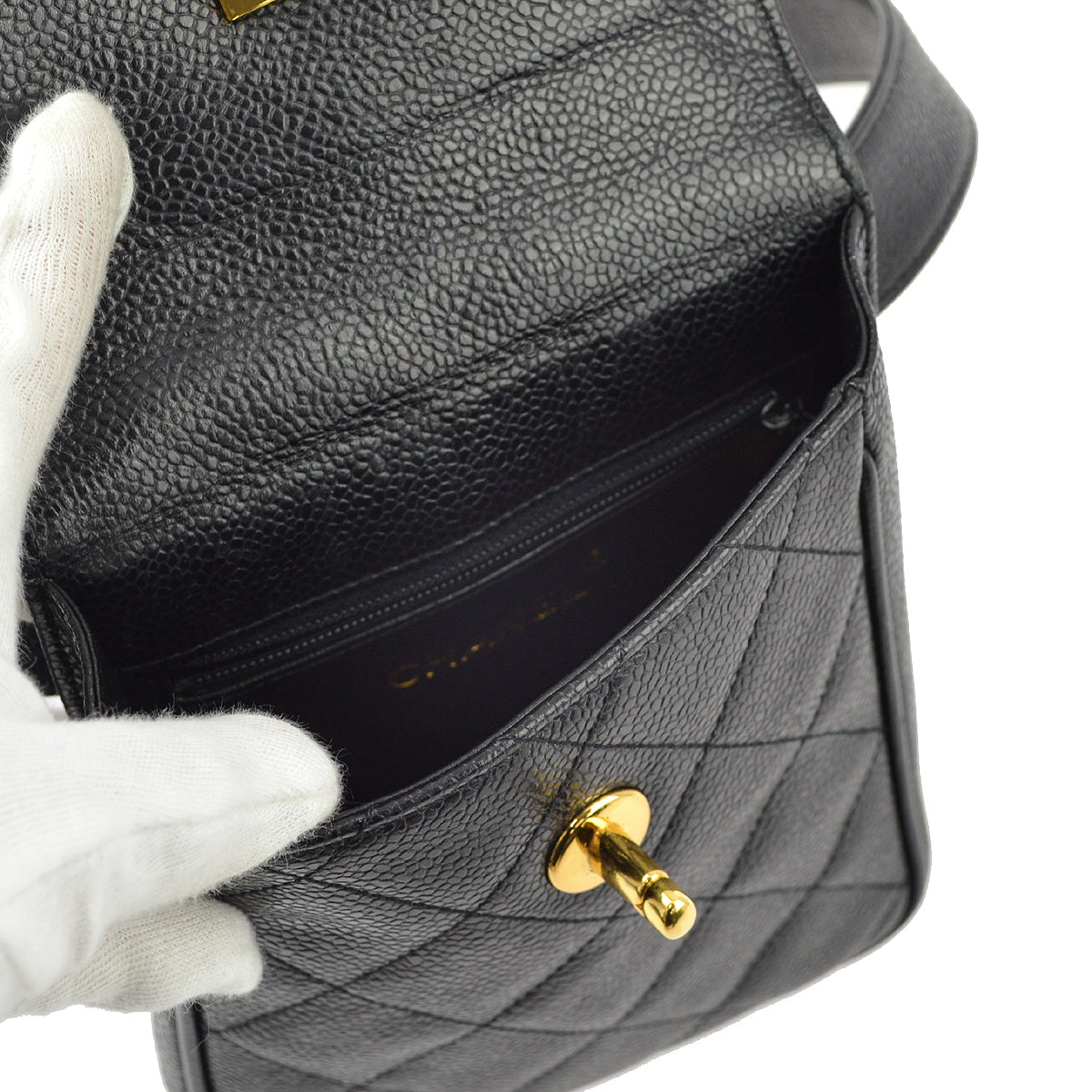 Luxury Chanel Black Caviar Belt Bum Bag #75/30