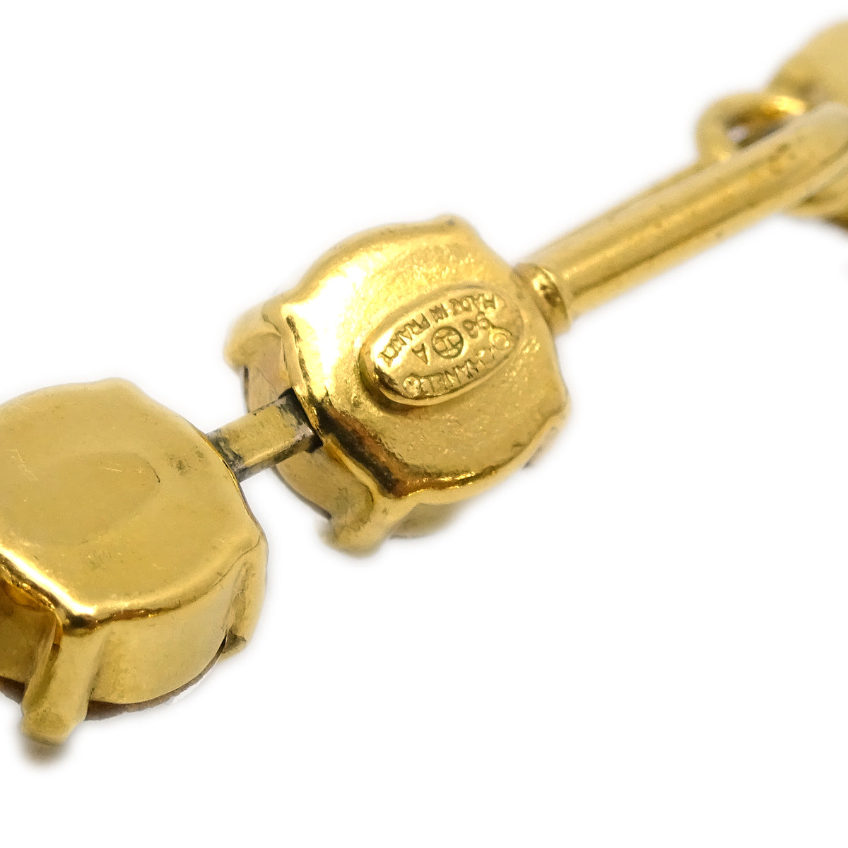 Luxury Chanel CC Chain Pendant Necklace Rhinestone Gold 96A