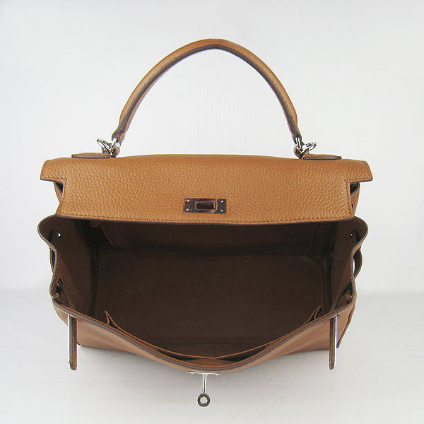 Luxury Hermes Kelly 32cm Togo Leather 6108 Light Coffee Silver