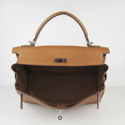 Luxury Hermes Kelly 32cm Togo Leather 6108 Light Coffee Silver