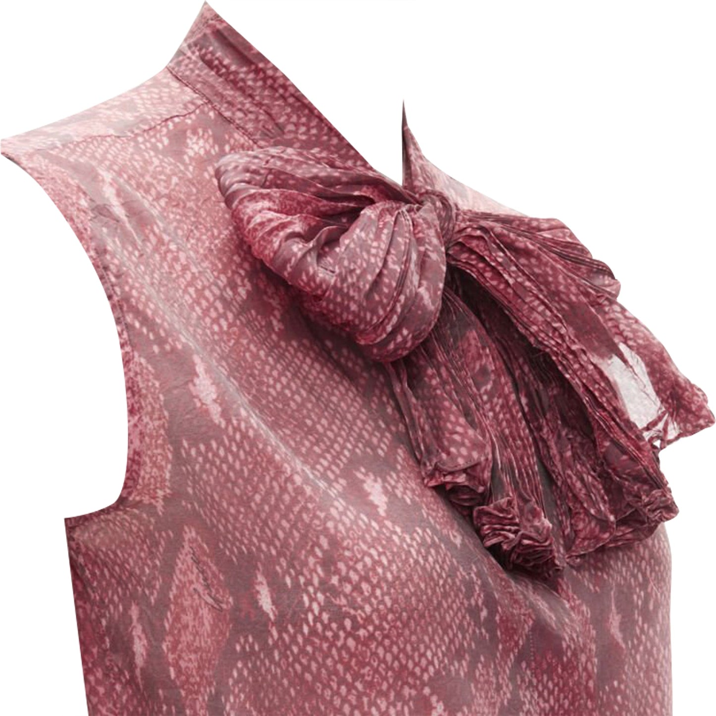 Gucci Tom Ford scaled leather print bow collar blouse