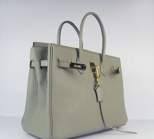 Luxury Hermes Birkin 35cm Togo Leather Handbags Dark Grey Golden