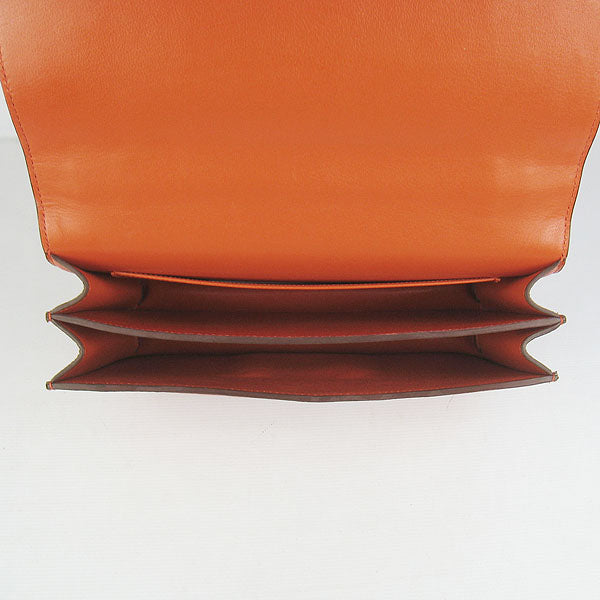 Luxury Hermes Calf Leather Message Bag H020 Orange Silver