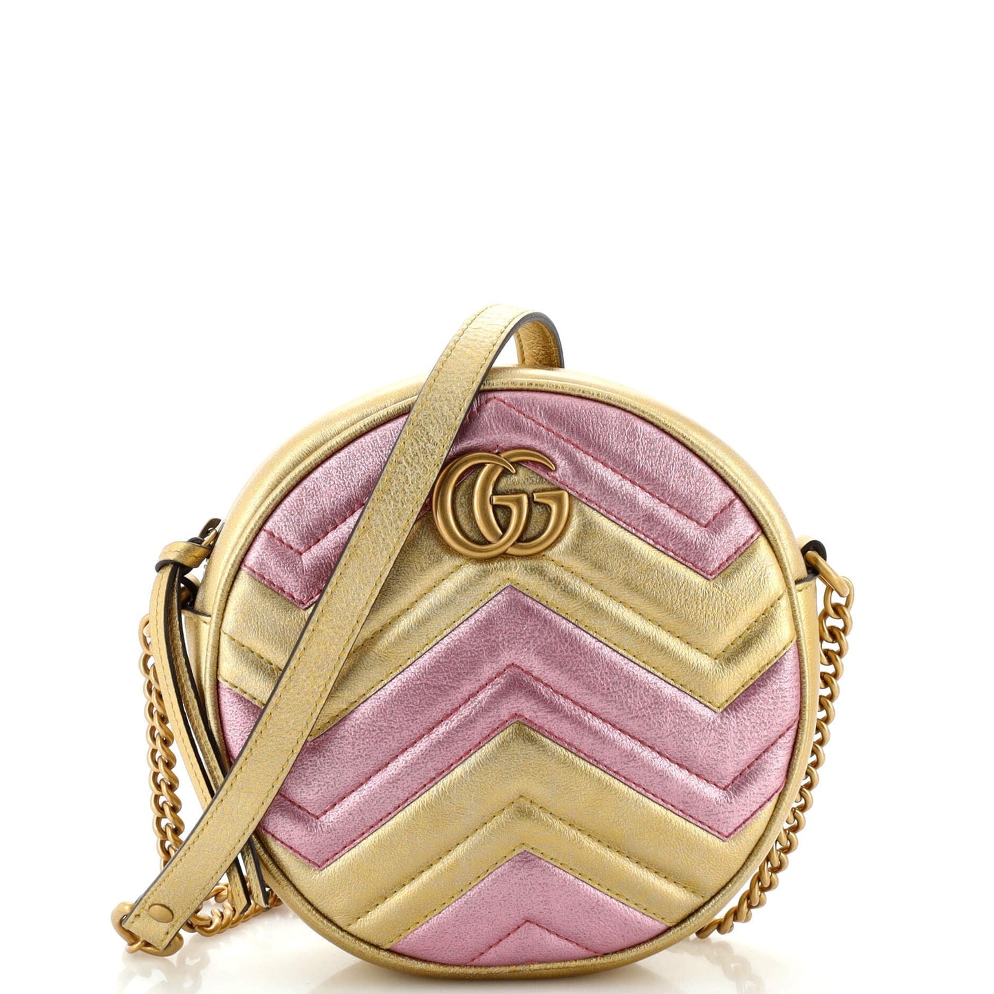 Luxury Gucci Trending 2025 GG Marmont Round Shoulder Bag Matelasse Leather Mini