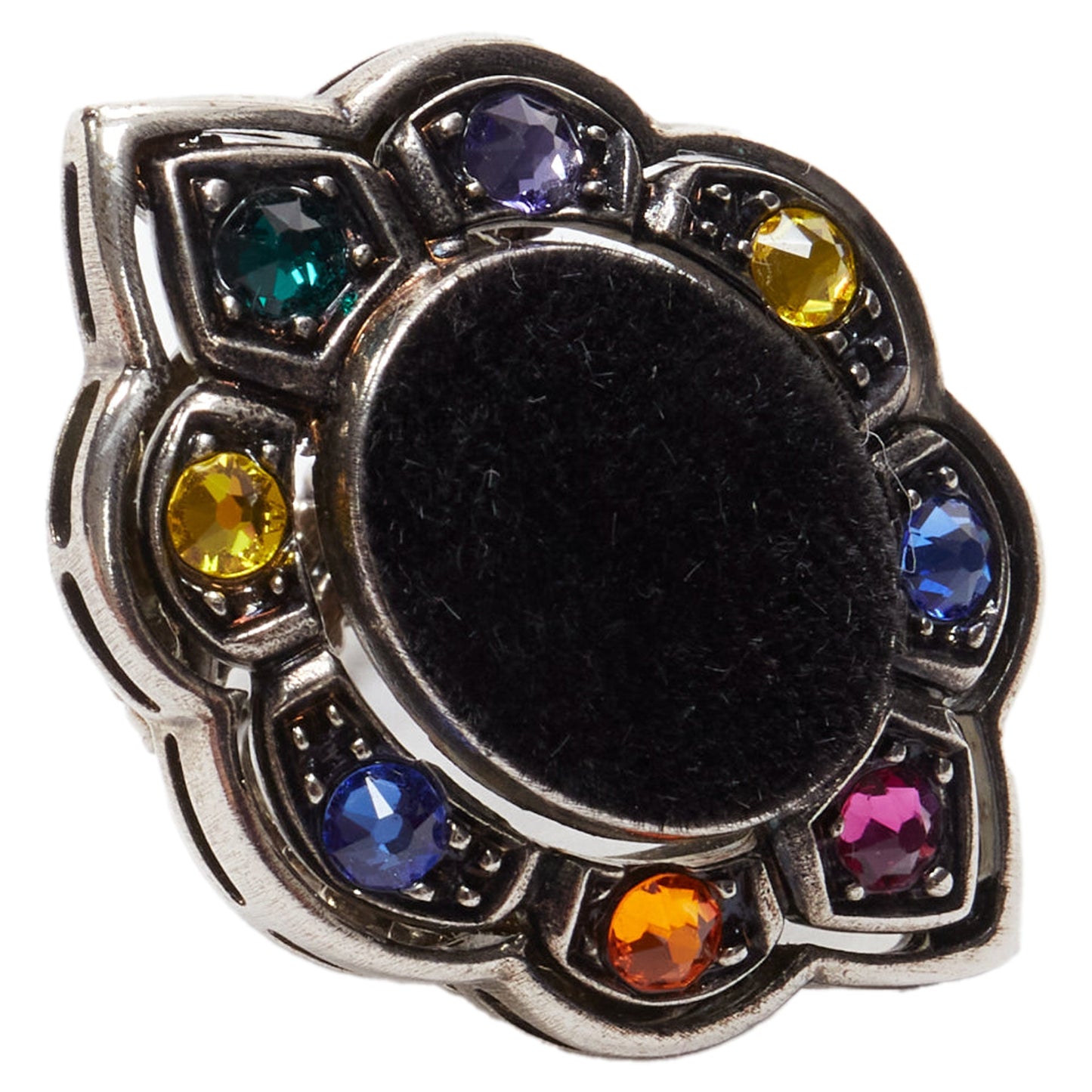 Gucci Alessandro Michele velvet colorful crystals oversized cocktail ring