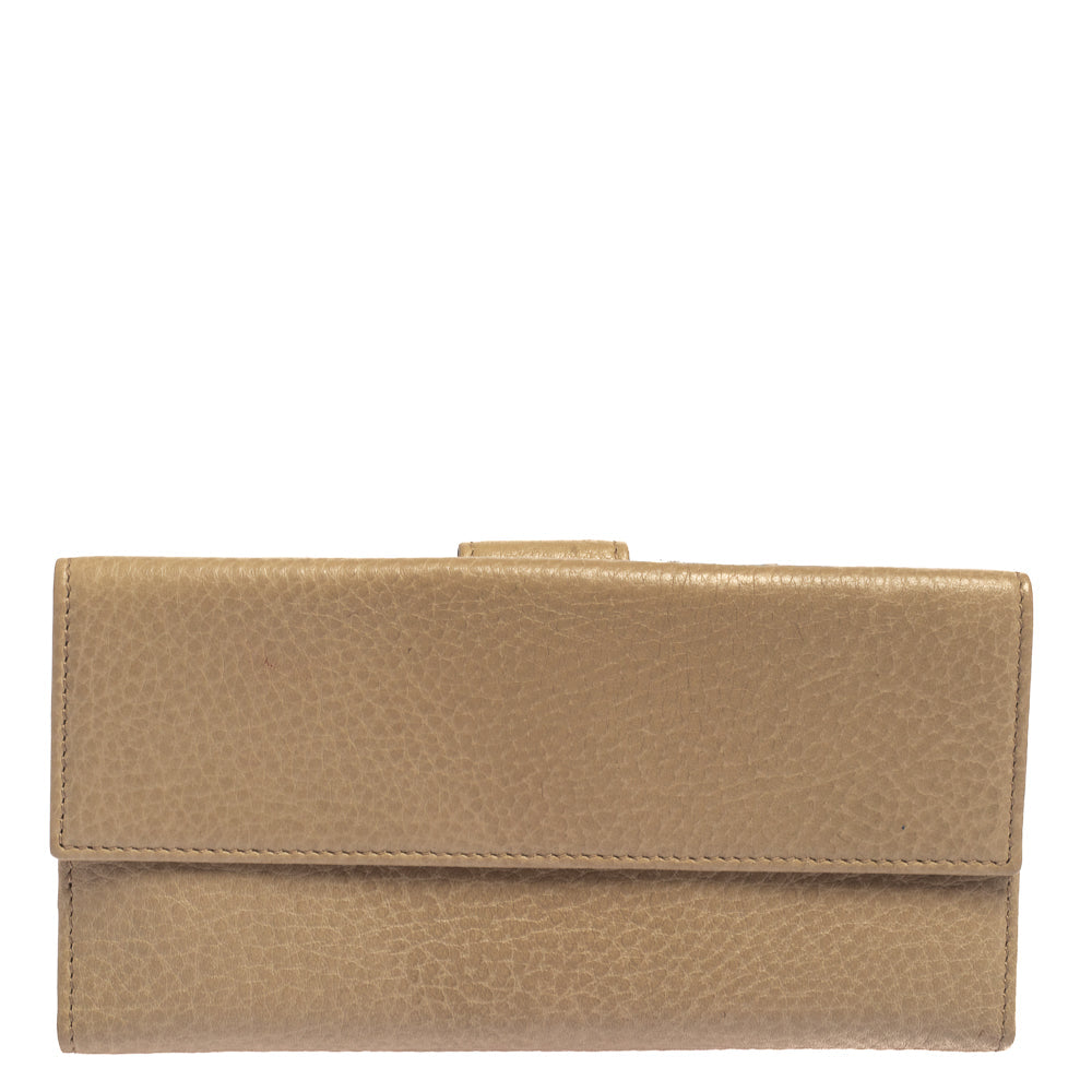 Luxury Gucci Trending 2025 Beige Leather Interlocking G Continental Wallet..