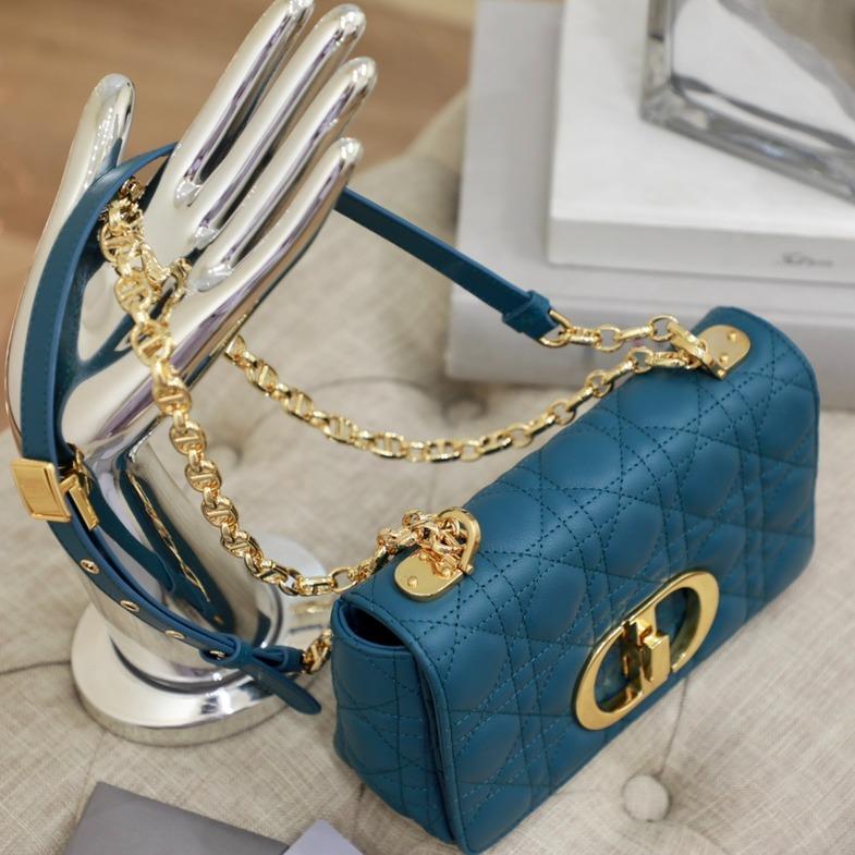Luxury DiorSMALL CARO BAG DEEP OCEAN BLUE SUPPLE CANNAGE CALFSKIN