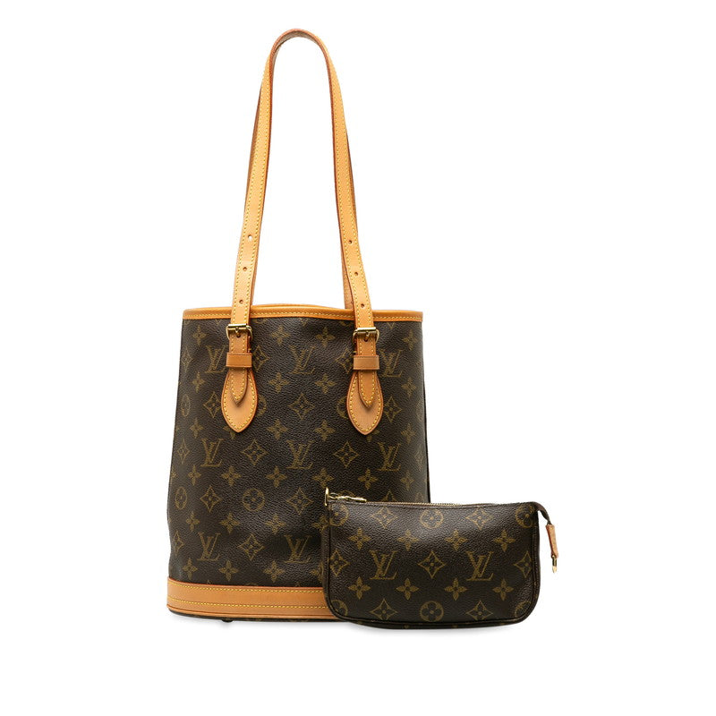 Louis Vuitton Monogram Potch Bucket PM Torch Bag M42238 Brown PVC Leather  Louis Vuitton