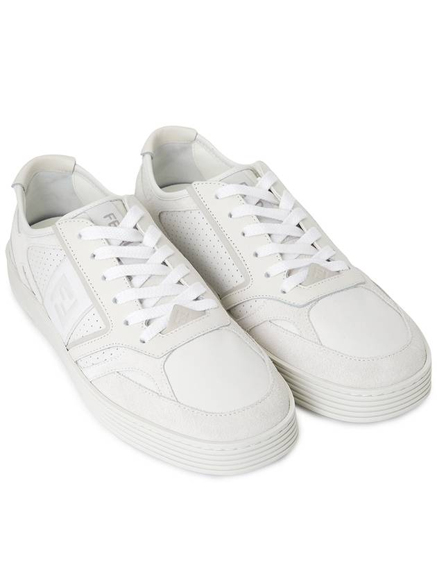 Luxury Fendi Step Leather Low Top Sneakers White