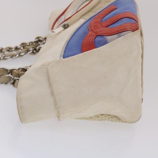 CHANEL Chain Tote Bag No5 Canvas White CC  49901