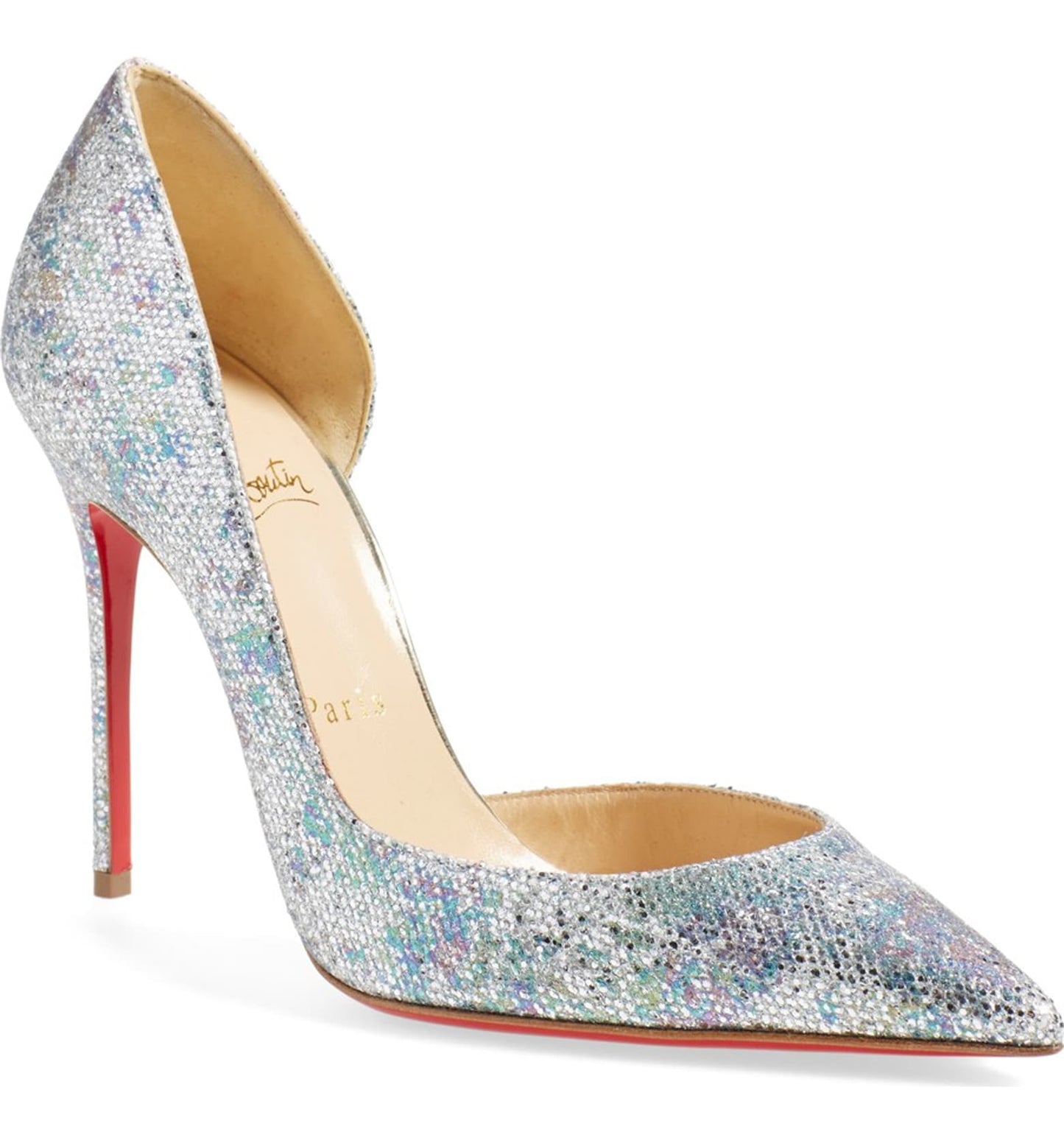 CHRISTIAN LOUBOUTIN IRIZA HALF D'ORSAY GLITTER PUMP SIZE 39