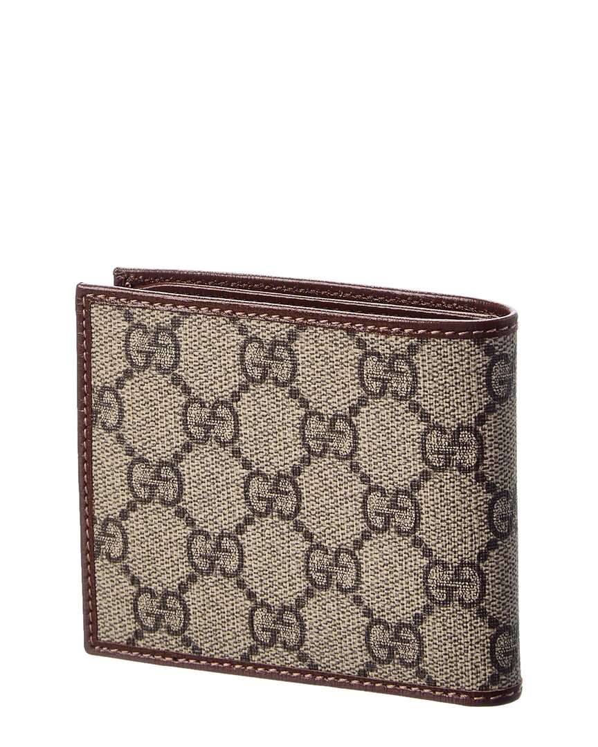 Gucci Interlocking G GG Supreme Canvas & Leather Bifold Wallet