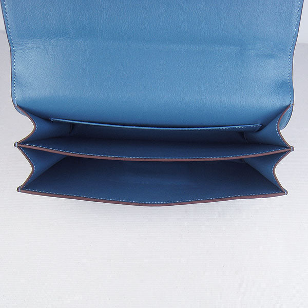 Luxury Hermes calf Leather Message Bag H020 blue silver