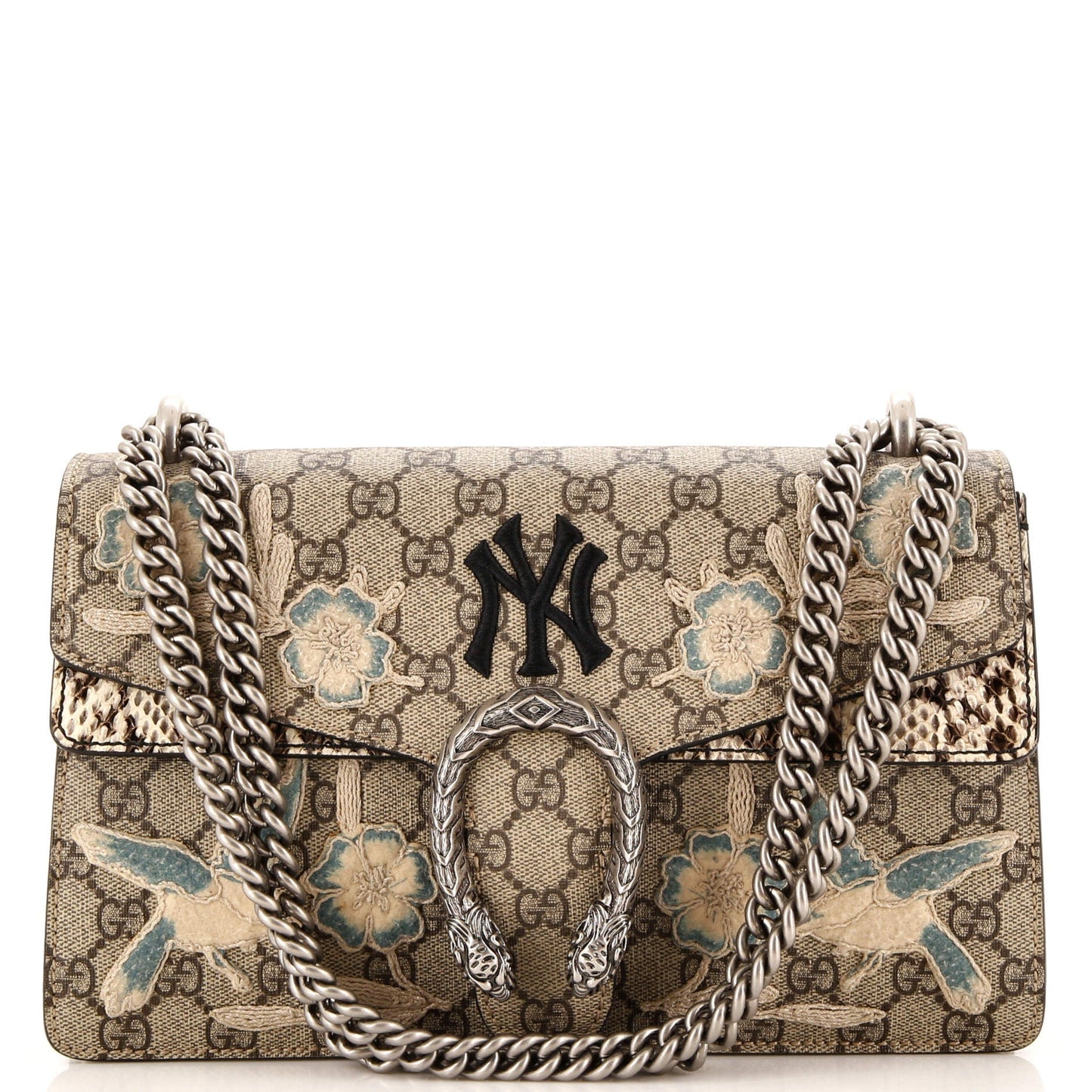 Luxury Gucci Trending 2025 MLB Dionysus Bag Embroidered GG Coated Canvas with Python Small