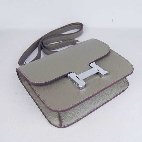 Luxury Hermes Constance Cowskin Leather Bag H017 Khaki silver