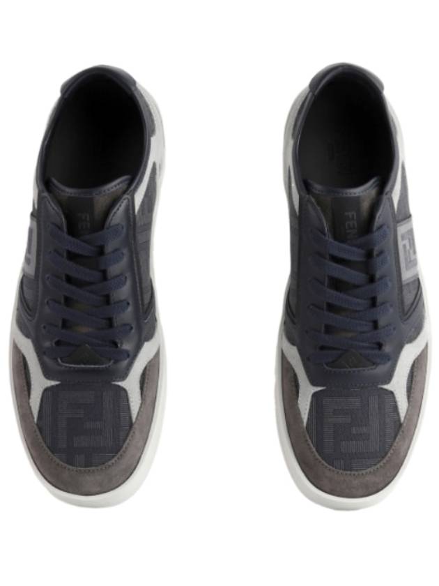 Luxury Fendi Step Leather Low Top Sneakers Blue