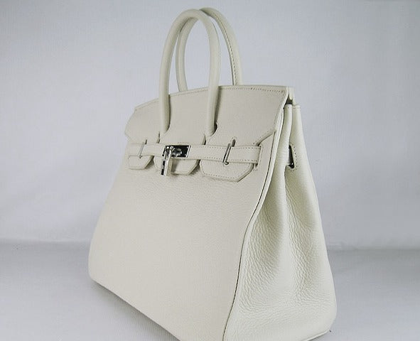 Luxury Hermes Birkin 35cm Togo Leather Handbags Beige Silver