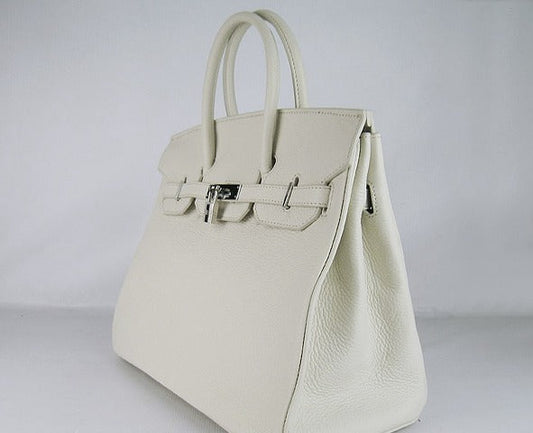 Luxury Hermes Birkin 35cm Togo Leather Handbags Beige Silver