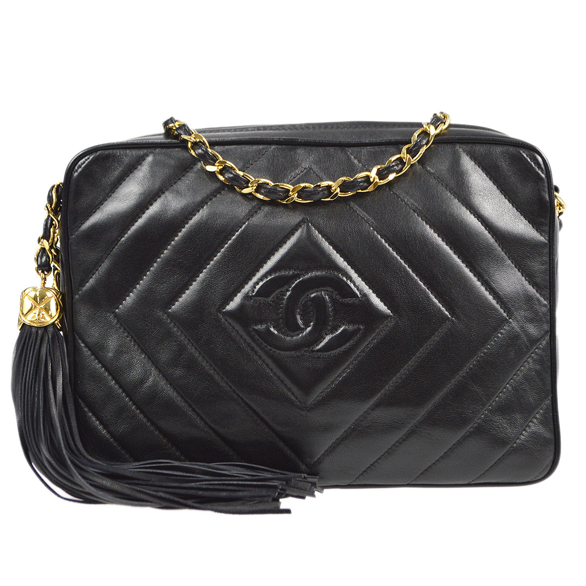 Luxury Chanel 1991-1994 Diamond Stitch Camera Bag Small Black Lambskin