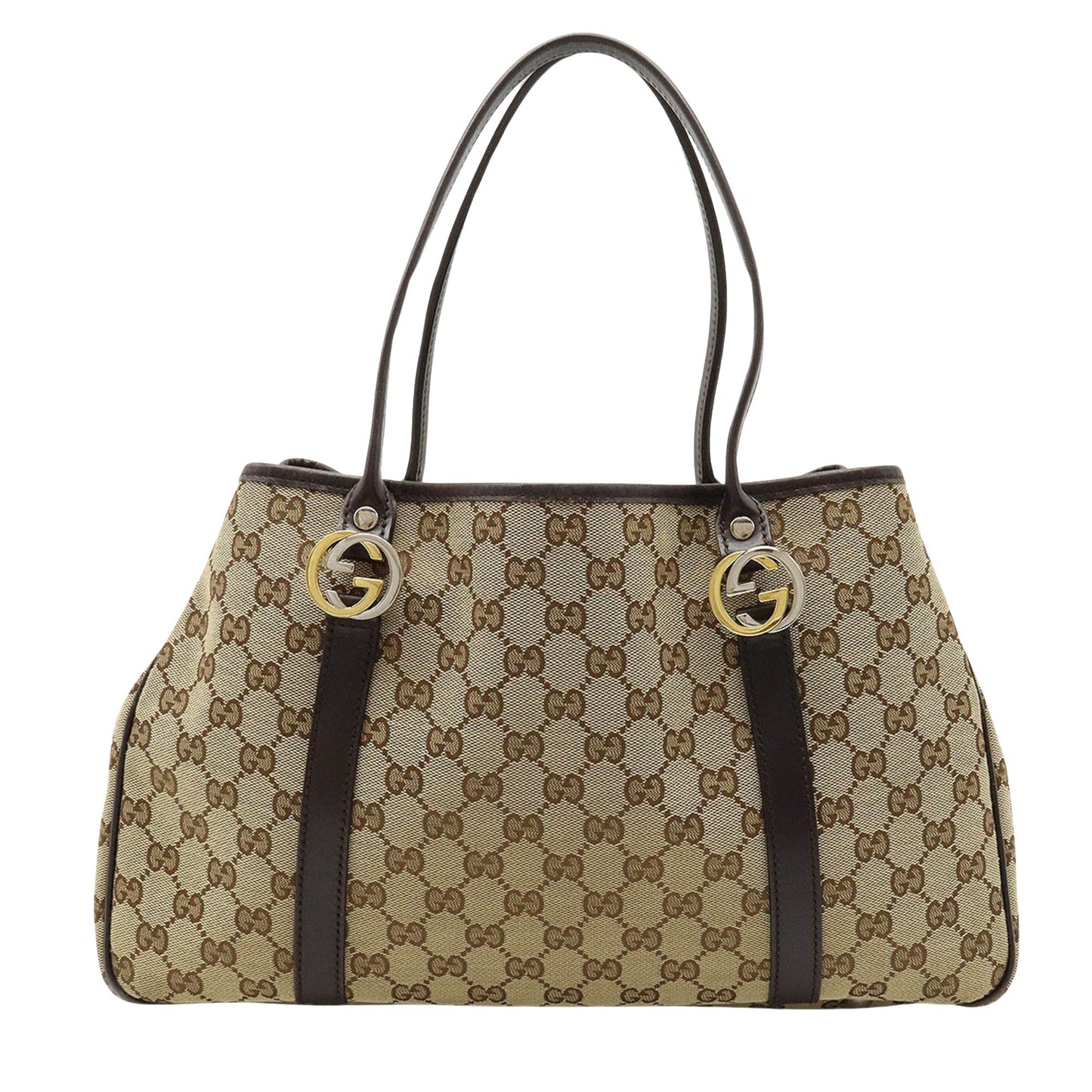 Gucci Gg Canvas  Leather Tote Bag ()