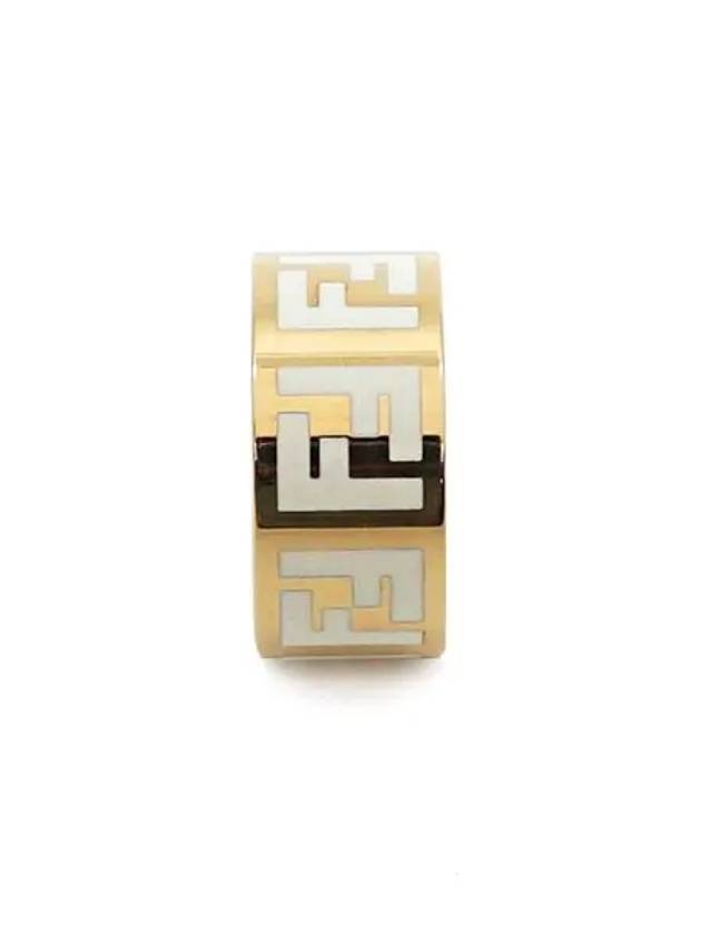 Luxury Fendi Forever FF White Enamel Ring Gold