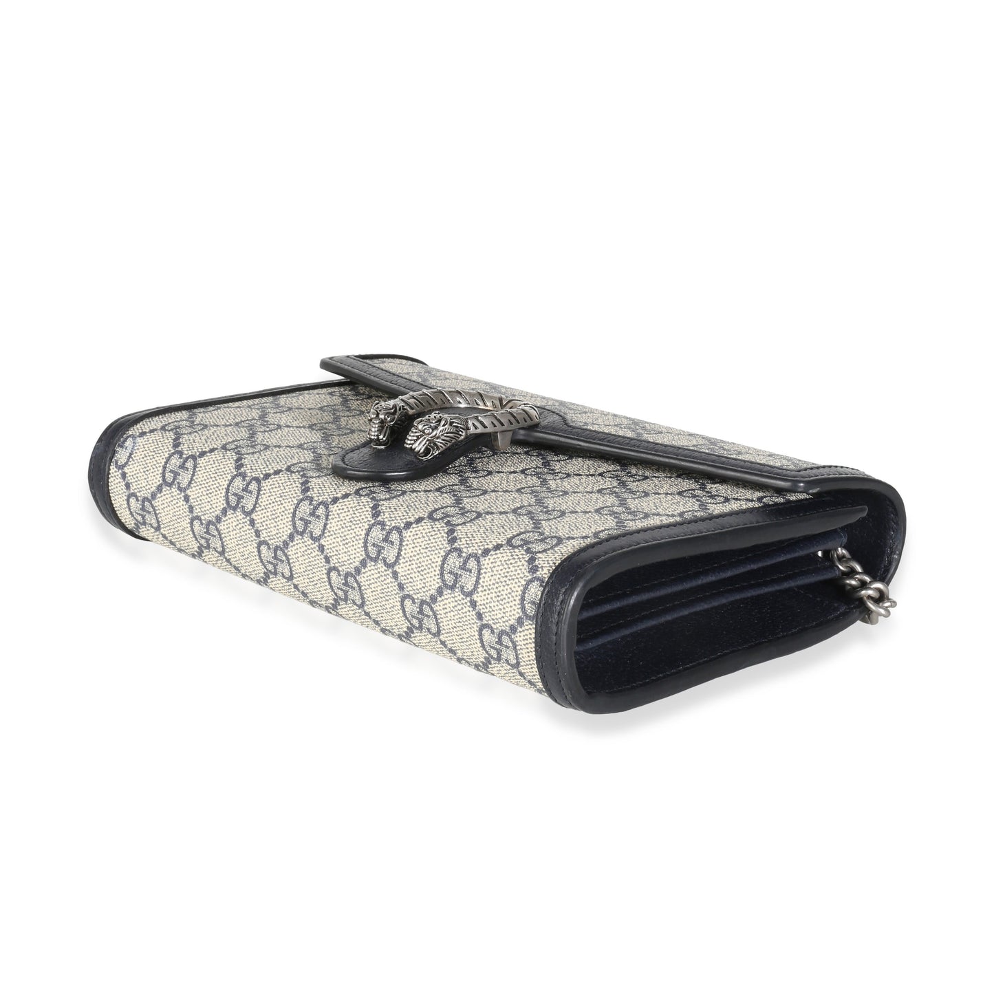 Gucci Navy GG Supreme Canvas Mini Dionysus Chain Wallet