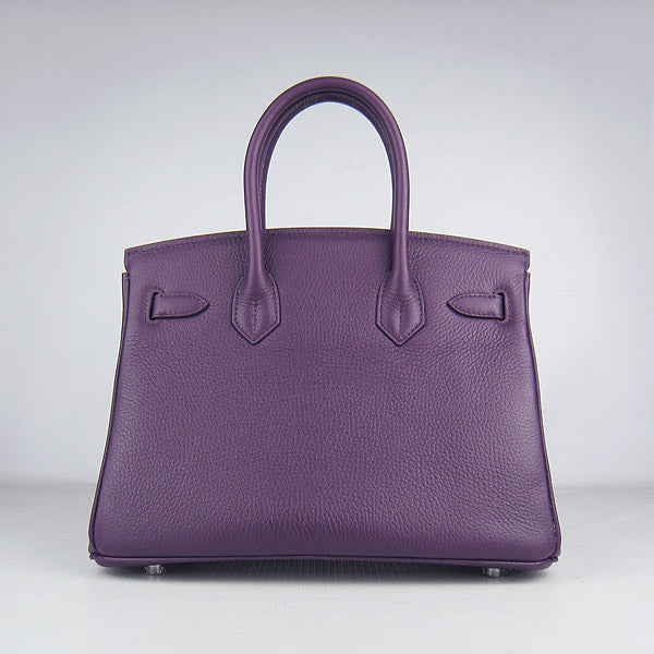Luxury Hermes Birkin 30cm Togo Leather Handbags Purple Silver