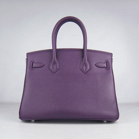 Luxury Hermes Birkin 30cm Togo Leather Handbags Purple Silver