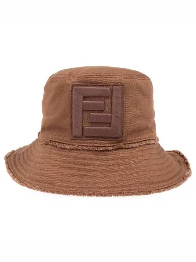 Luxury Fendi Logo Patch Bucket Hat Brown