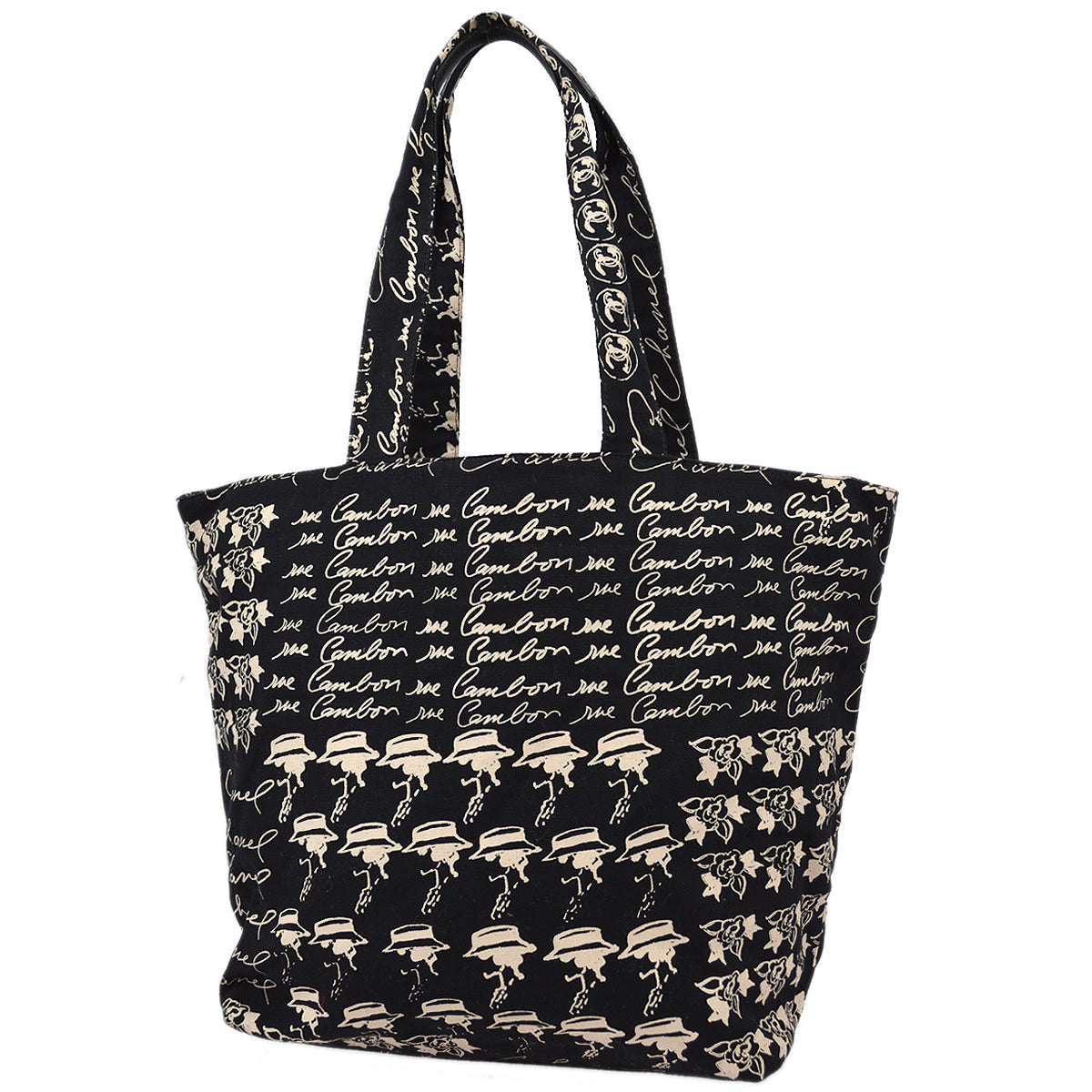 Luxury Chanel 2005-2006 Black Camellia Drawstring Tote Bag