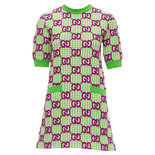 Gucci wool monogram jacquard crew sweater dress