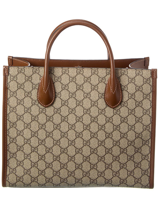 Luxury Gucci Trending 2025 Small GG Supreme Canvas & Leather Tote