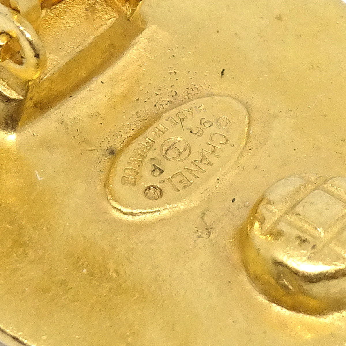 Luxury Chanel 1996 Button Earrings Clip-On Gold Large