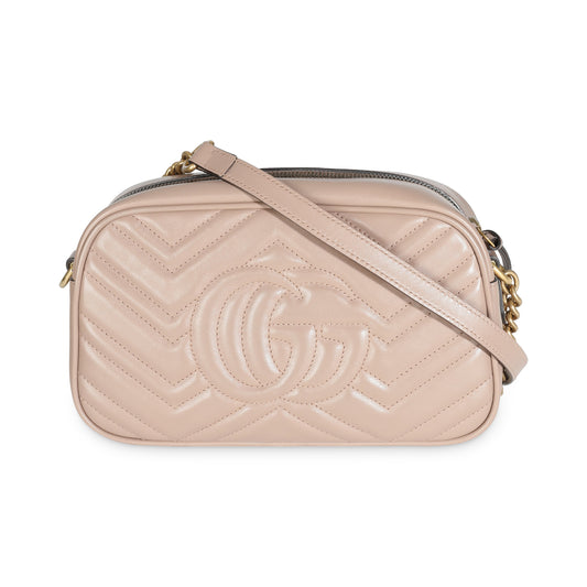 Luxury Gucci Trending 2025 Porcelain Rose Matelasse Calfskin Small GG Marmont Shoulder Bag
