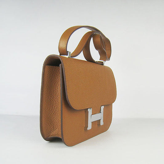 Luxury Hermes Constance Cowskin Leather Bag H017 light coffee silver
