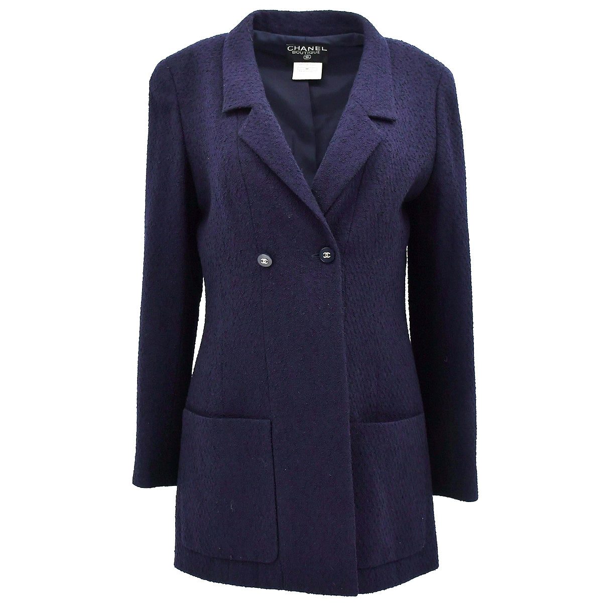Chanel Double Breasted Jacket Navy 96P #40