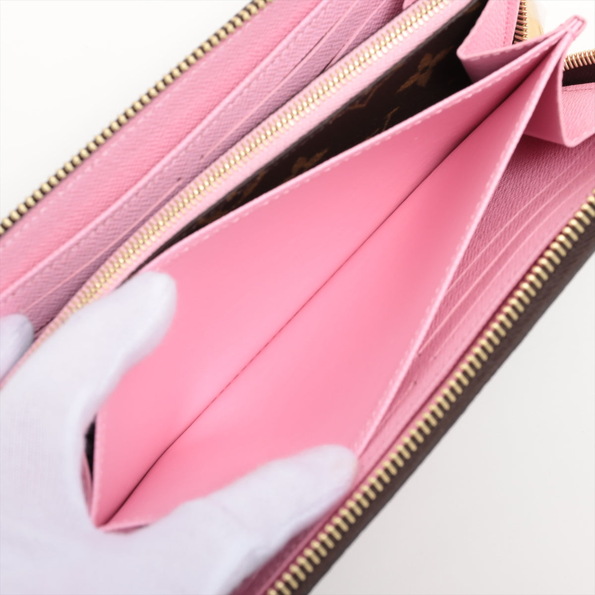 Louis Vuitton Monogram  Wallet M82614 Brown x Pink Round Zip Wallet