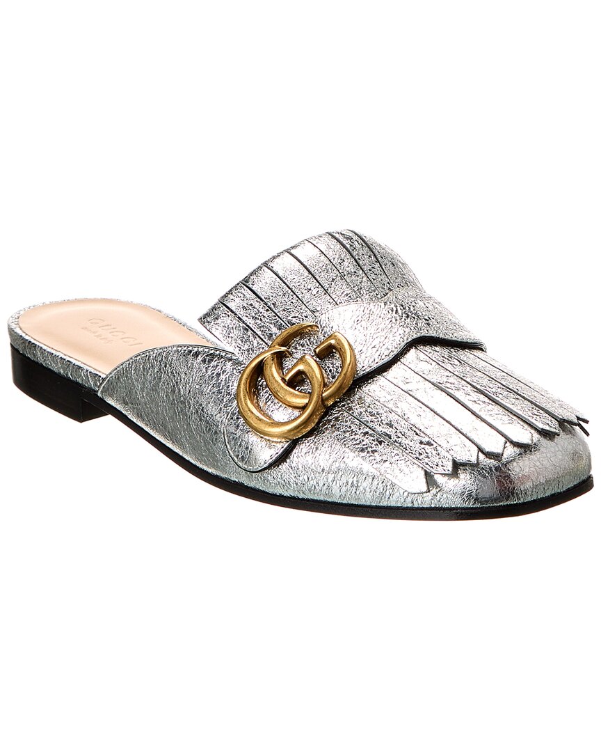 Gucci GG Marmont Metallic Leather Slipper