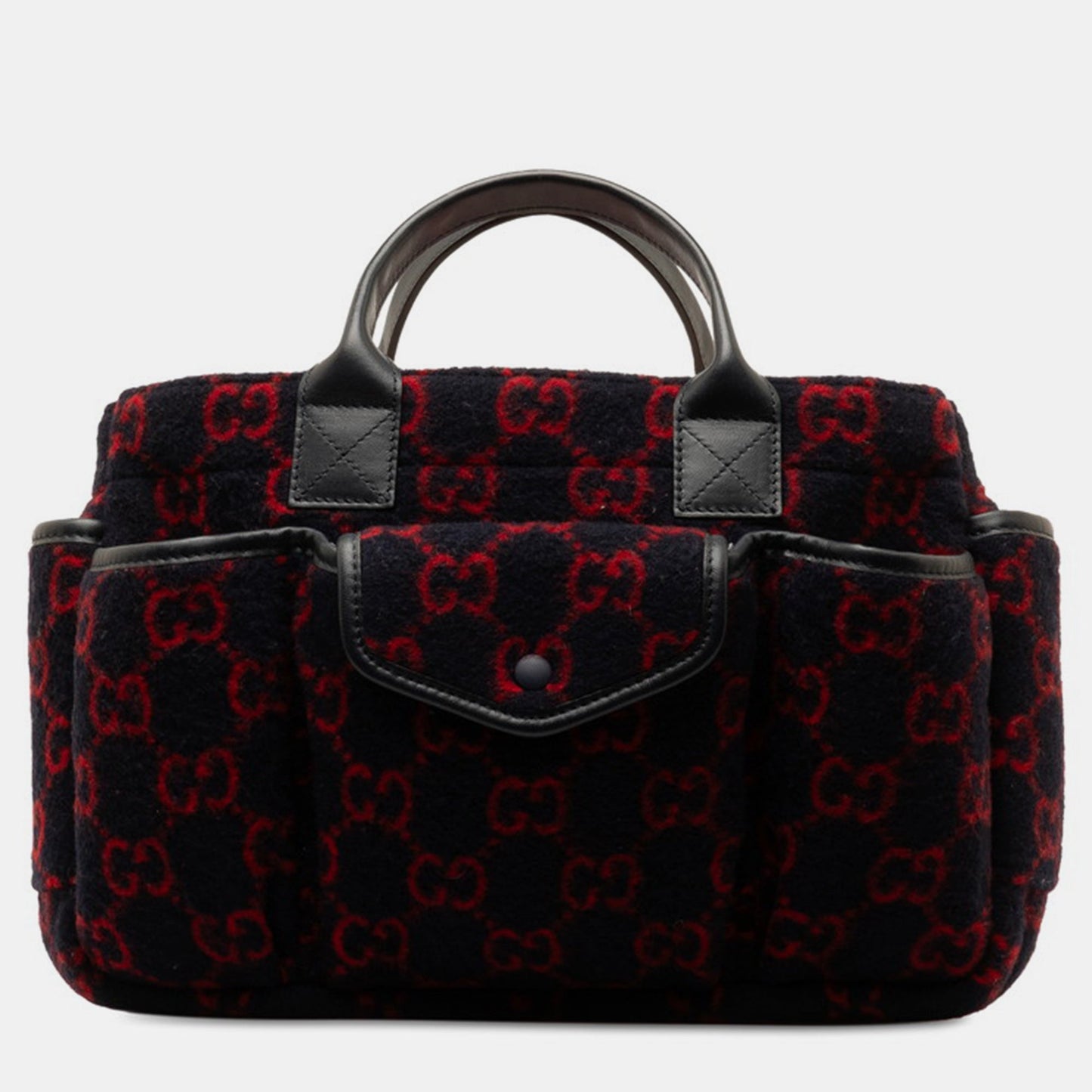 Luxury Gucci Trending 2025 Black/Red Wool GG Top Handle Bag