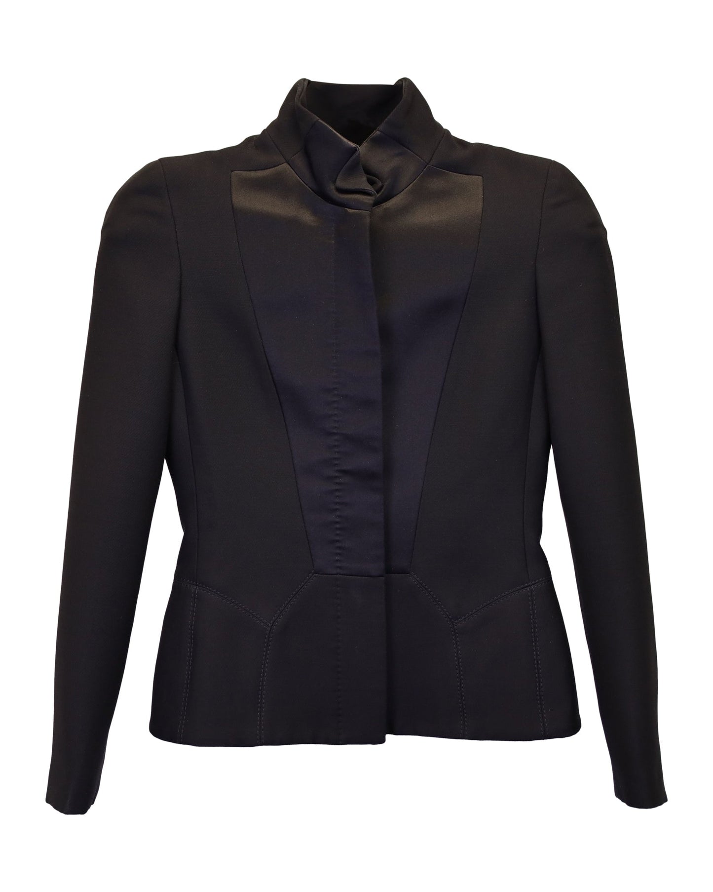 Luxury Gucci Trending 2025 Seamless Blazer in Black Wool and Satin