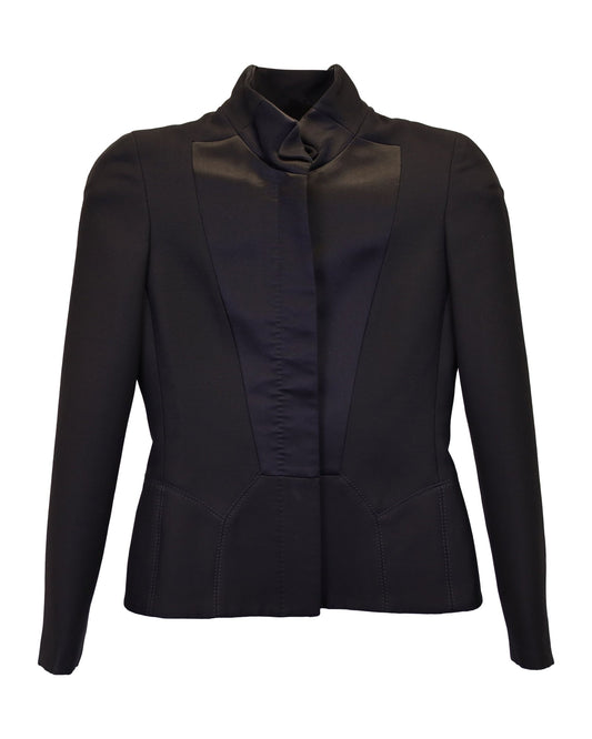 Luxury Gucci Trending 2025 Seamless Blazer in Black Wool and Satin