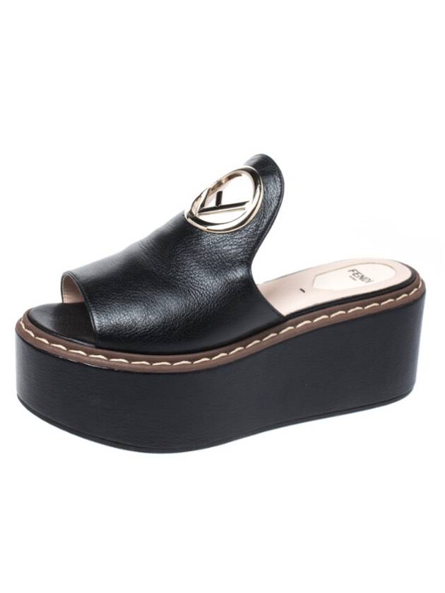 Luxury Fendi Logo Slippers Black