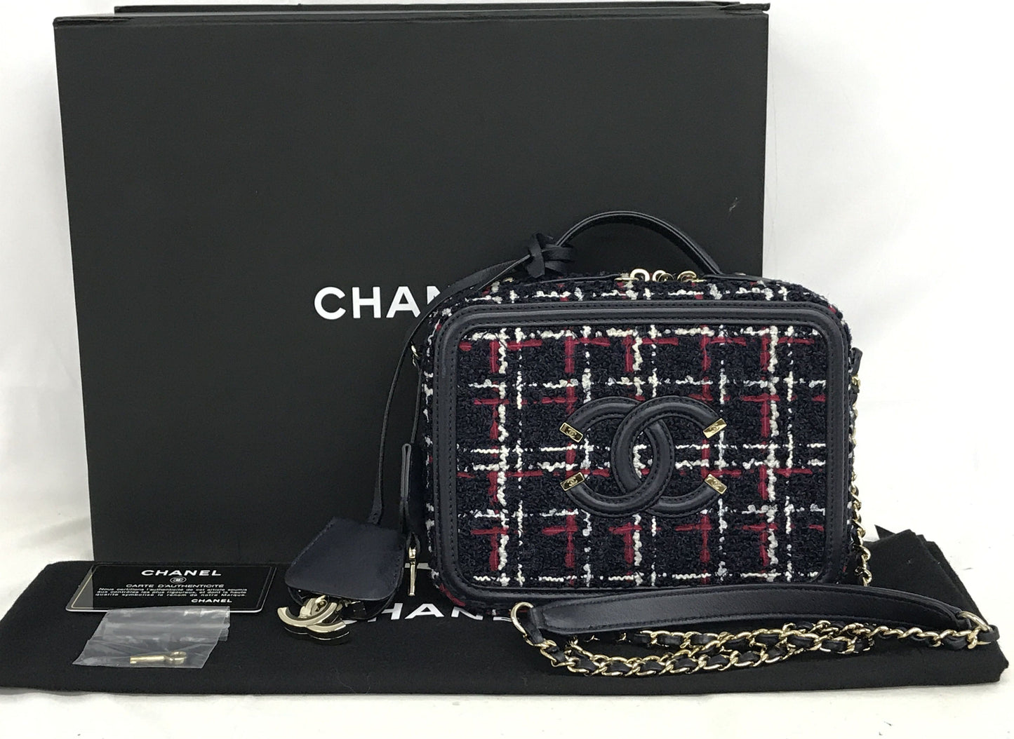 Chanel Quilted  Filigree Small Vanity Tweed Shoulder Bag