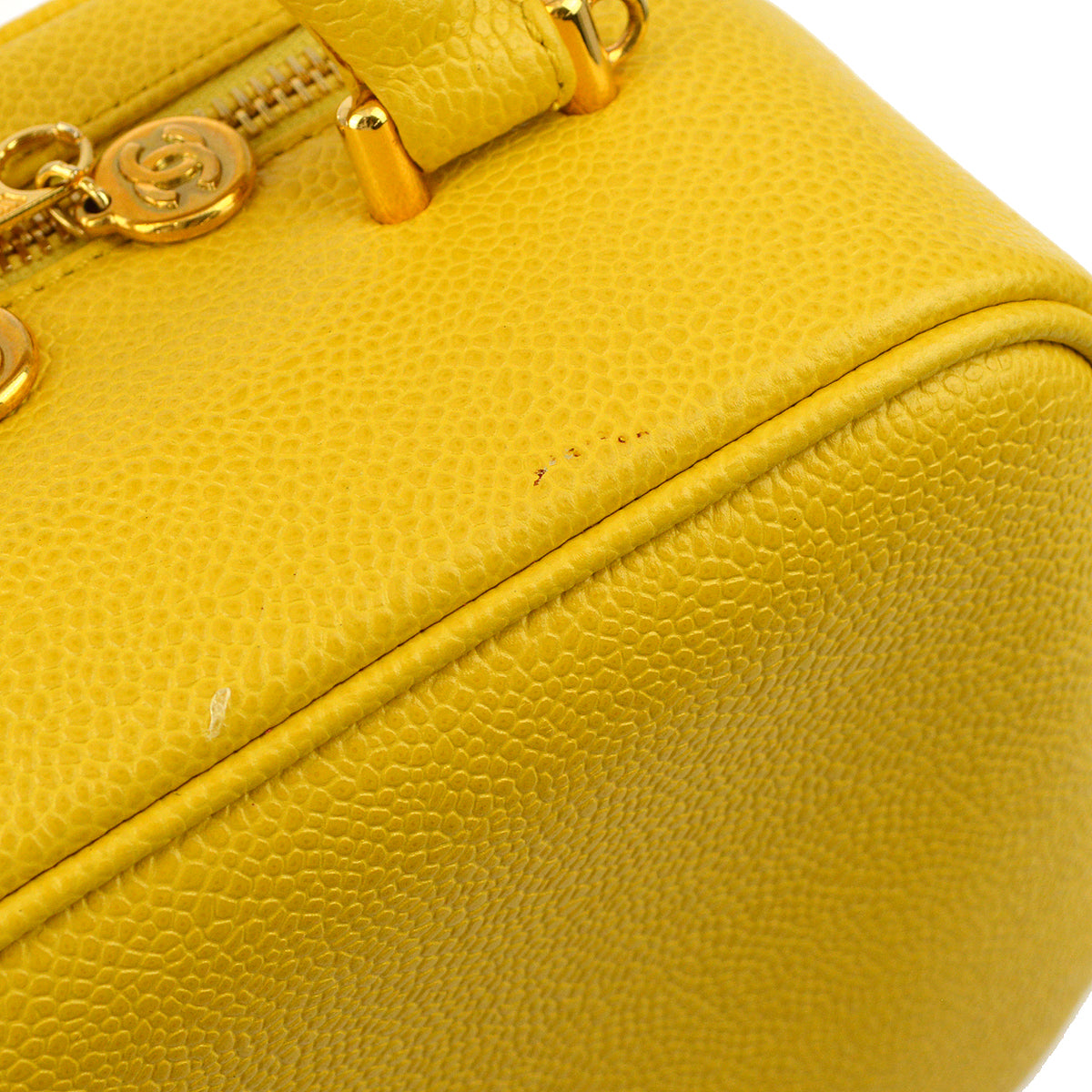 Luxury Chanel * Yellow Caviar Timeless Lunch Box Vanity 2way Handbag