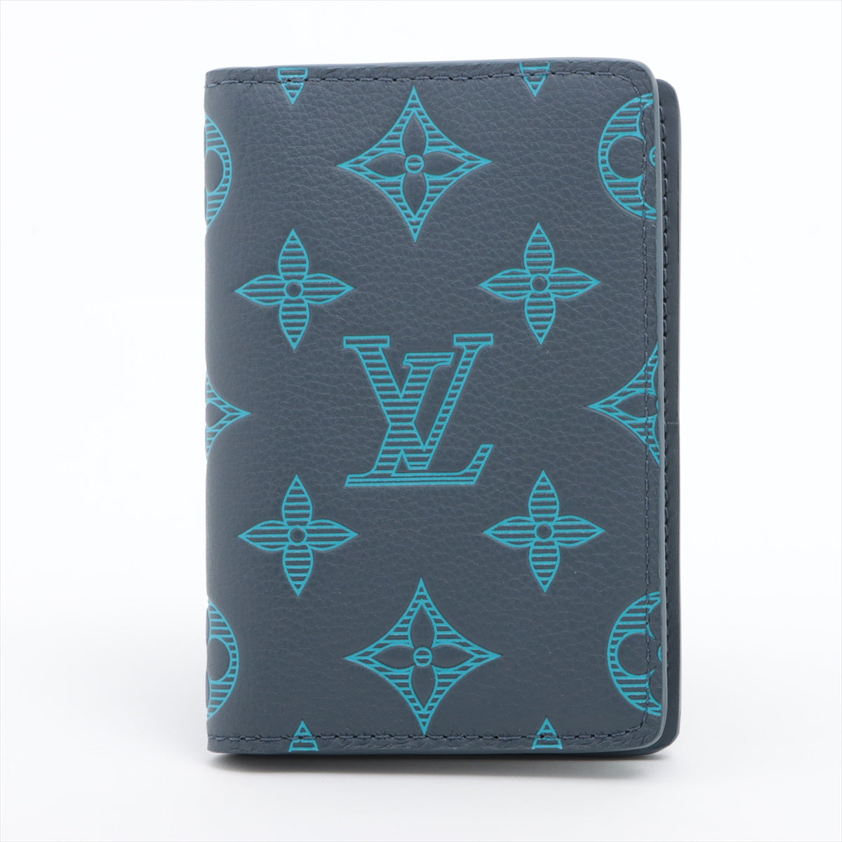 Louis Vuitton Monogram Shadow Organizer Do Push   Blue Card Case M82324  Reaction