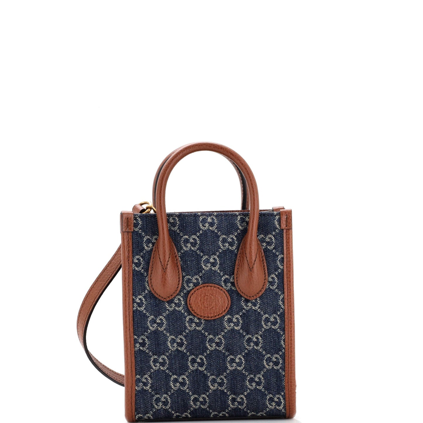 Luxury Gucci Trending 2025 Interlocking G Patch Tote GG Denim Mini